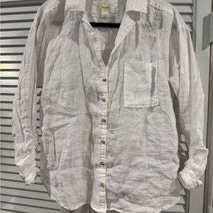 Maeve by Anthropologie White Linen Button Down Women’s sz XS Shirt